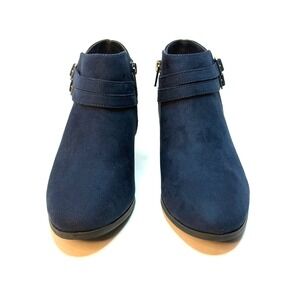 Style & Co Women's Willaa Belt Block Heel Booties Indus Blue Size 7.5M NWT/BOX
